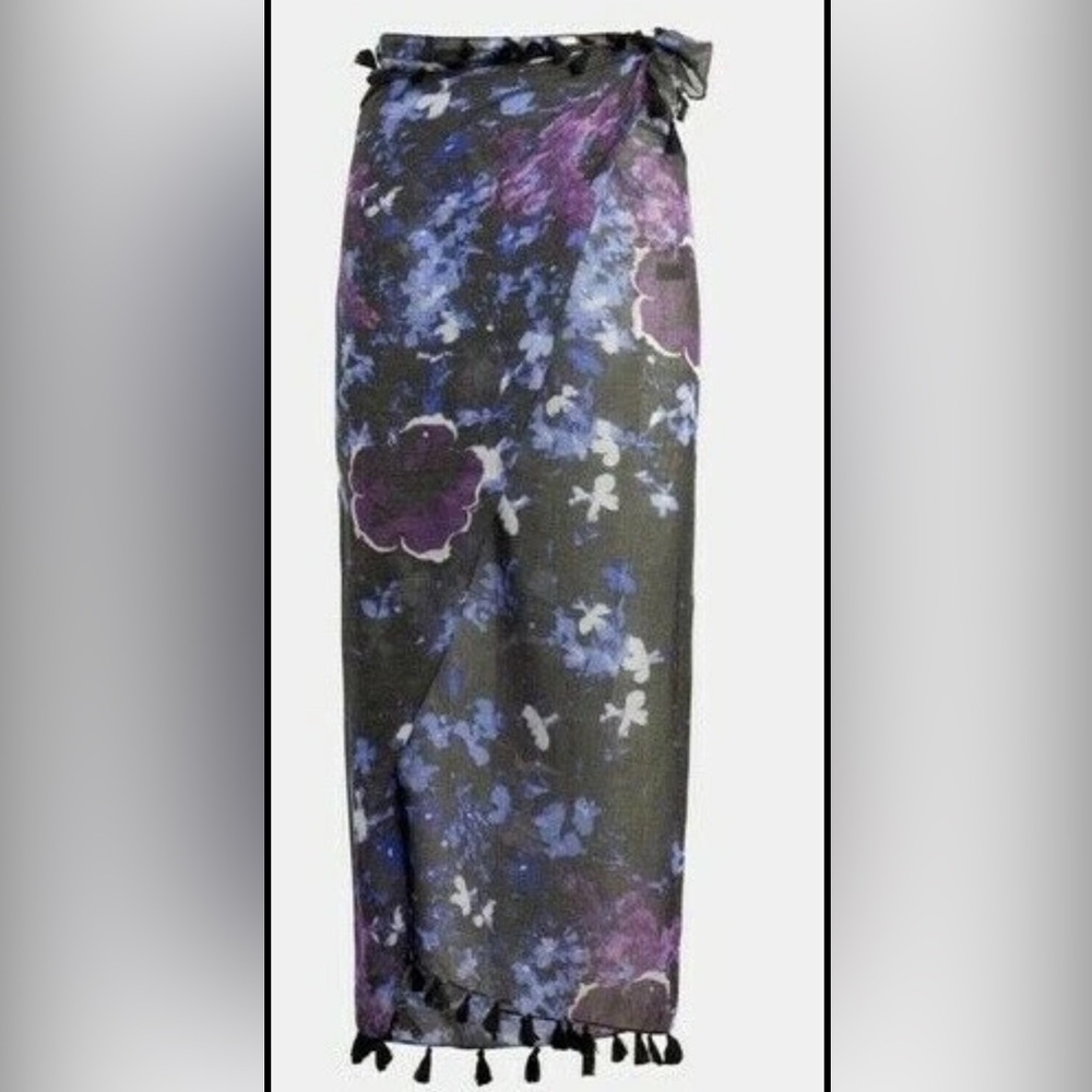 Peter Som Elegant Watercolor Print Cover-Up Sarong | Meteorite